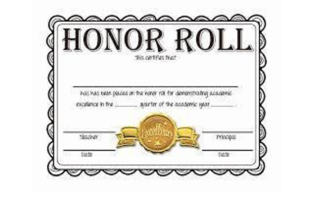 Picture of an award for honor roll